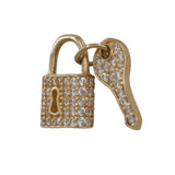 14k Yellow Gold Cubic Zirconia Lock & Key Charm