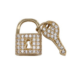 14k Yellow Gold Cubic Zirconia Lock & Key Charm