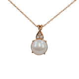 14k Rose Gold Dainty Rope Pearl and Diamond Necklace