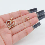 10k Two-tone Gold Diamond Heart Necklace