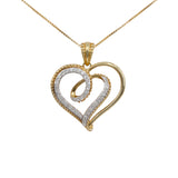 10k Two-tone Gold Diamond Heart Necklace