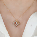 10k Two-tone Gold Diamond Heart Necklace