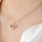 10k Two-tone Gold Diamond Heart Necklace