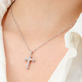 14k White Gold Diamond Cross Pendant