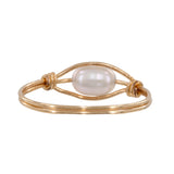 Contemporary 18k Yellow Gold Wire Pearl Ring