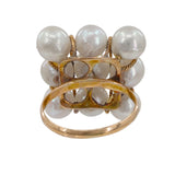 14k Yellow Gold Grid Pearl Cocktail Ring