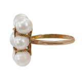 14k Yellow Gold Grid Pearl Cocktail Ring