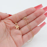 14k Yellow Gold Dainty Chain Starfish Necklace