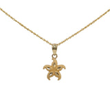 14k Yellow Gold Dainty Chain Starfish Necklace