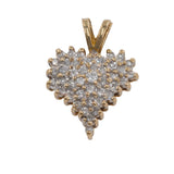 14k Yellow Gold Cluster Diamond Heart Pendant