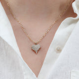 14k Yellow Gold Cluster Diamond Heart Pendant