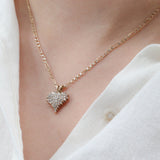 14k Yellow Gold Cluster Diamond Heart Pendant