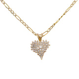 14k Yellow Gold Cluster Diamond Heart Pendant