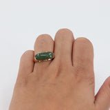 14k Yellow Gold Capsule Shaped Jadeite Cocktail Ring