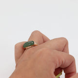 14k Yellow Gold Capsule Shaped Jadeite Cocktail Ring