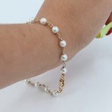 Vintage Estate 14k Yellow Gold Pearl Bead Bracelet