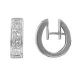 Aretes Huggie de diamantes de talla princesa en oro blanco de 14 k para mujer