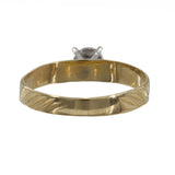 Anillo de oro amarillo de 14 k con montura de ilusión y talla de diamante para mujer