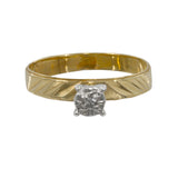 Anillo de oro amarillo de 14 k con montura de ilusión y talla de diamante para mujer