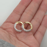 Ladies 14k Two-tone Diamond Cut Gold Huggie Earrings