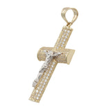 10k Two-tone Gold Crucifix Pendant with Cubic Zirconia