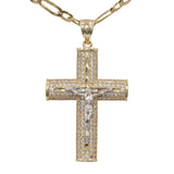 10k Two-tone Gold Crucifix Pendant with Cubic Zirconia