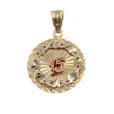 14k Tri Color Gold Quinceañera Pendant