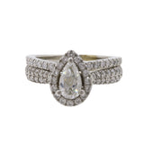 14K White Gold Pear-Cut Diamond Engagement Ring And Wedding Band Set