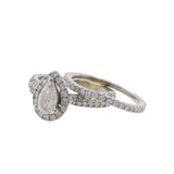 14K White Gold Pear-Cut Diamond Engagement Ring And Wedding Band Set