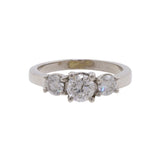 Anillo de racimo de diamantes para mujer 3 diamantes 1,01 quilates TW 14K oro blanco