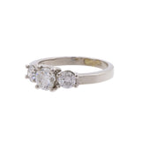 Anillo de racimo de diamantes para mujer 3 diamantes 1,01 quilates TW 14K oro blanco