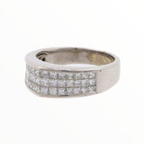 Anillo en racimo de diamantes para mujer, 42 diamantes, oro blanco de 14 quilates TW de 0,84 quilates