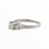 14k White Gold Three-Diamond Princess Cut Engagement Ring