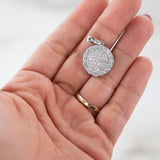 18k White Gold Round Diamond Pendant, Circle Diamond Pendant, 18k White Gold Necklace, Pendant