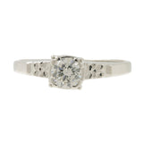 Anillo de compromiso y alianza de boda con diamantes de talla mina antigua en oro blanco de 14 quilates
