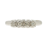 Anillo de compromiso y alianza de boda con diamantes de talla mina antigua en oro blanco de 14 quilates