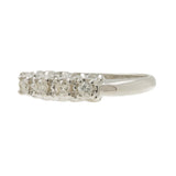 Anillo de compromiso y alianza de boda con diamantes de talla mina antigua en oro blanco de 14 quilates