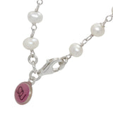 Colgante y collar con dije de letra "N" de perlas de plata de ley 925