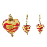 14K Yellow Gold Foil Heart-Shaped Earrings & Pendant Jewelry Set