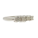 Anillo de compromiso y alianza de boda con diamantes de talla mina antigua en oro blanco de 14 quilates
