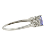10K White Gold Marquise-Cut Glass & Diamond Three-Stone Band Ring