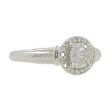 Ladies Estate 10K White Gold Round Cut Diamond Halo Engagement Ring - 0.62CTW