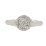 Ladies Estate 10K White Gold Round Cut Diamond Halo Engagement Ring - 0.62CTW
