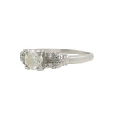 Platinum Round-Cut White Diamond Solitaire Band Ring