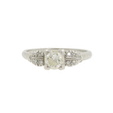 Platinum Round-Cut White Diamond Solitaire Band Ring
