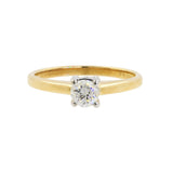 Anillo de compromiso con solitario de diamante brillante redondo en oro de dos tonos de 14 k