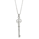 Ladies Estate 925 Sterling Silver Key Pendant & Bead Chain Necklace - 63.5mm