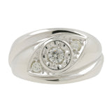 14K White Gold Round Cut Diamond Band Gift Ring