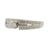Juego de anillos de boda y compromiso con diamantes en oro blanco de 14 quilates