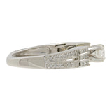 Juego de anillos de boda y compromiso con diamantes en oro blanco de 14 quilates